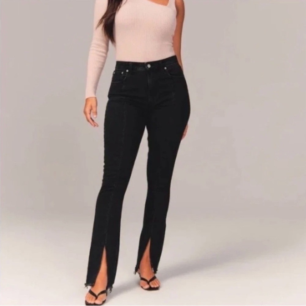 A&F Black Split-Hem Jeans